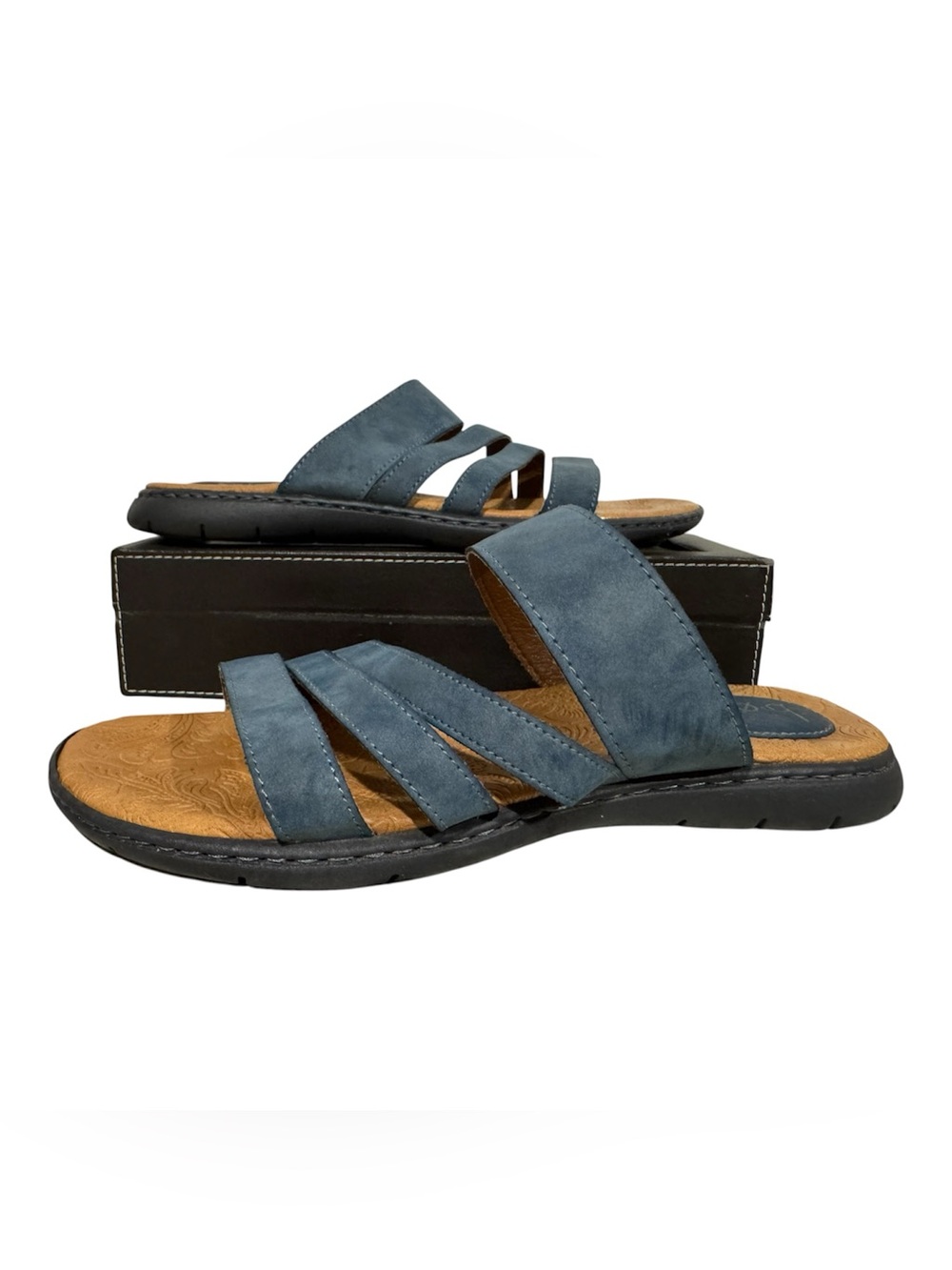 B.O.C. Women's Multi-Strap Flat Slide Sandals Blue Size 9M